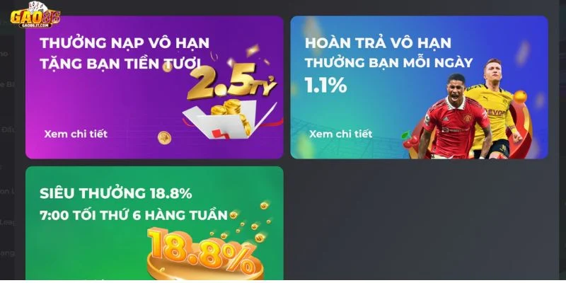 Lịch trình ưu đãi tùy từng sảnh game tham gia